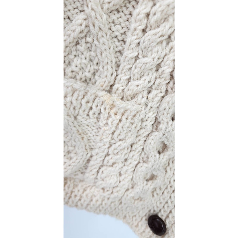 Vintage Cream Wool Sweater Heavy Chunky Knitt Flawed Size‎ Large - Picture 8 of 15